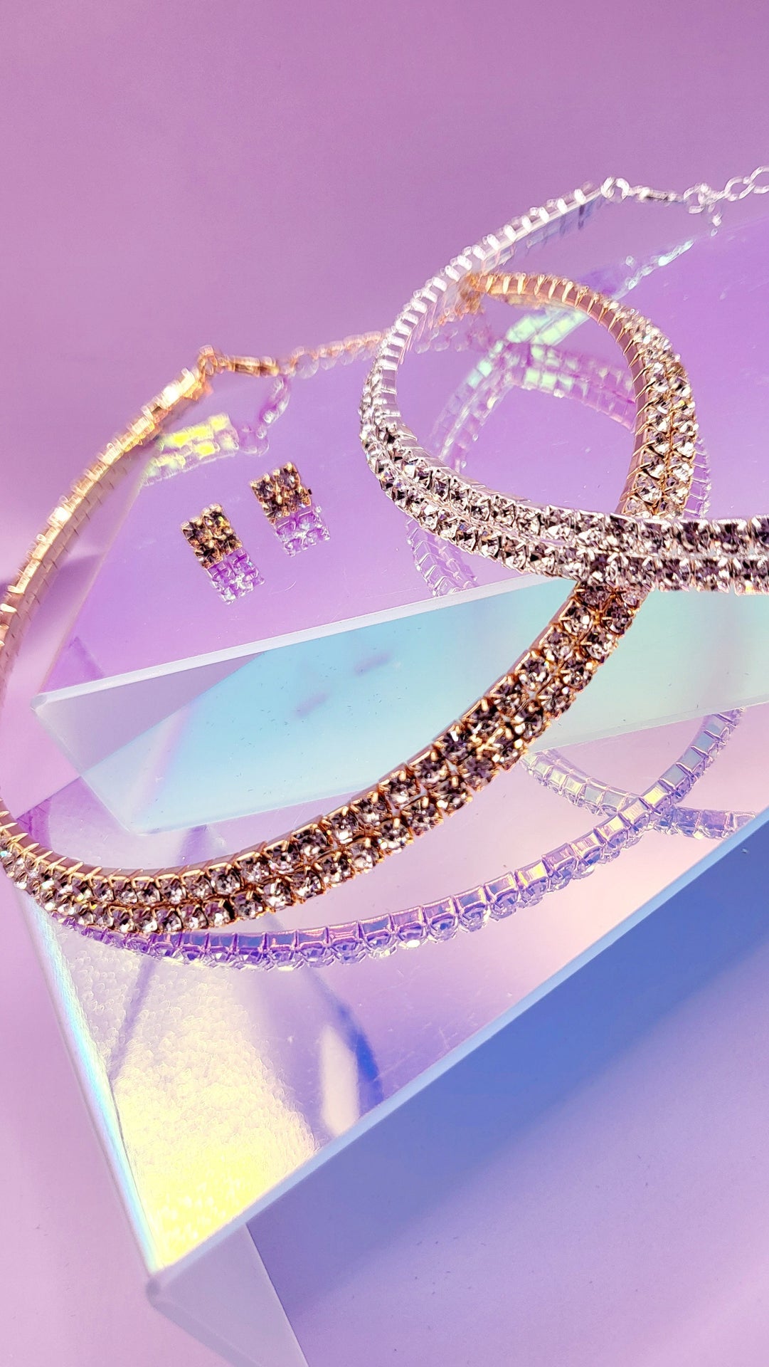 Queen Glam Crystal Duo Choker & Earrings