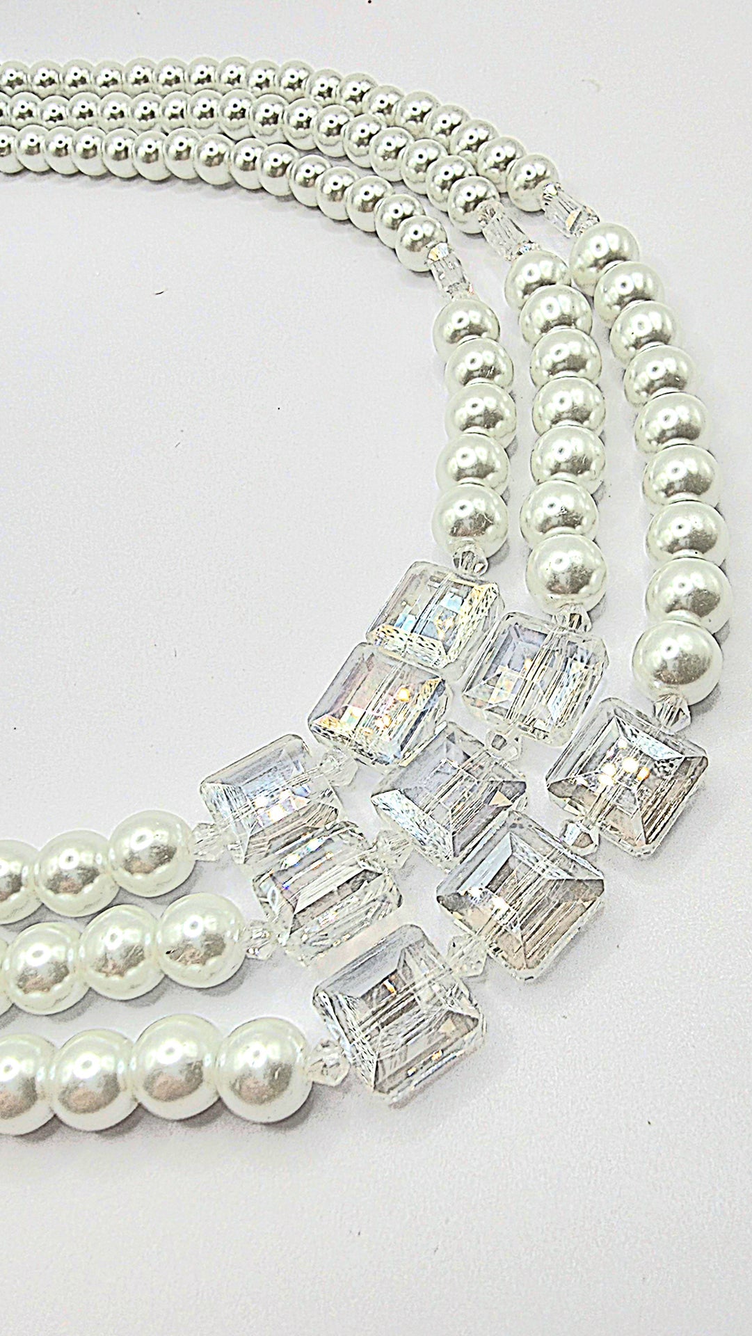 Square Pearl Multi Layer Necklace & Earrings