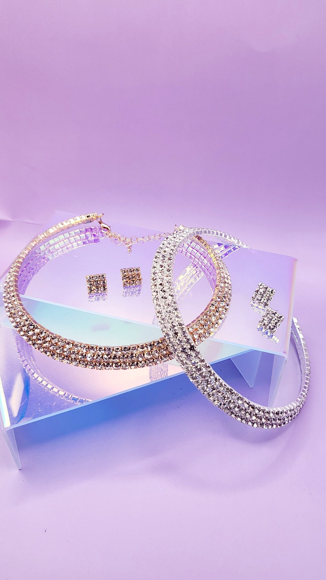 Queen Glam Crystal Duo Choker & Earrings - Premium Jewellery and Fashion Accessories - SASHA. | GB, England