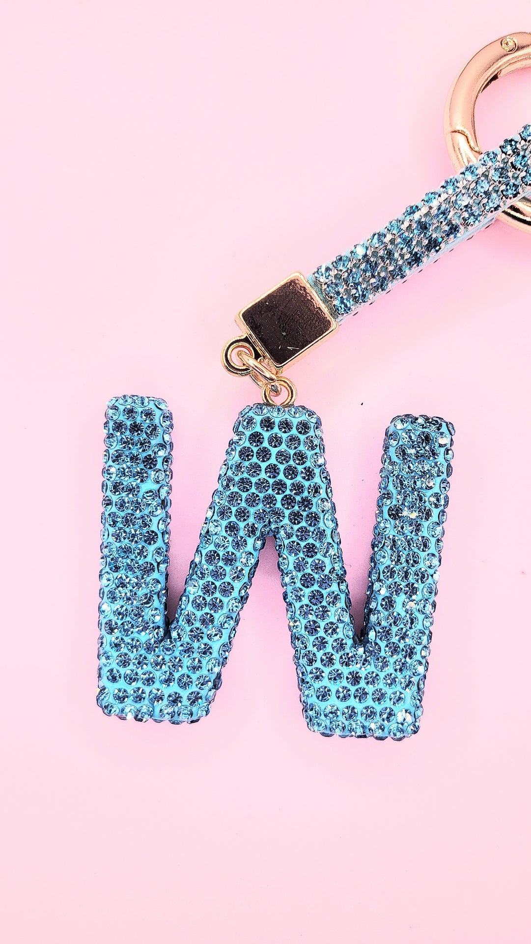Initial Letter Blue Crystal Key Ring & Bag Charm