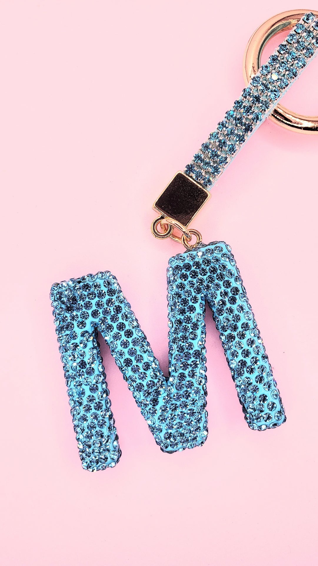 Initial Letter Blue Crystal Key Ring & Bag Charm