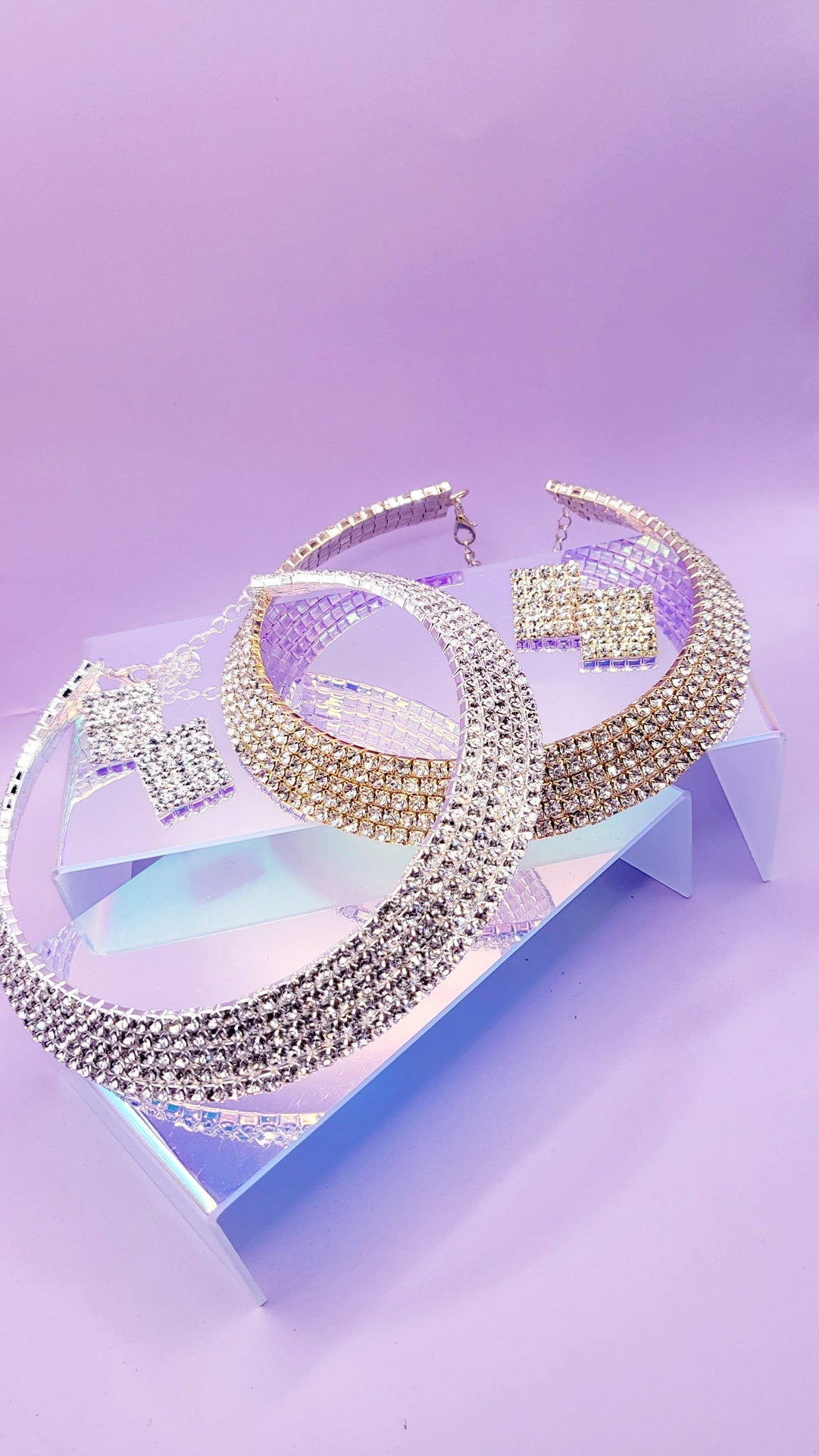 Queen Glam Crystal Duo Choker & Earrings - Premium Jewellery and Fashion Accessories - SASHA. | GB, England
