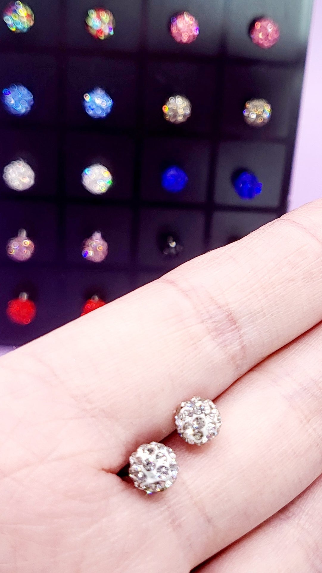 Round Glitter Ball Medium Crystal Earrings Medium Set Of 12