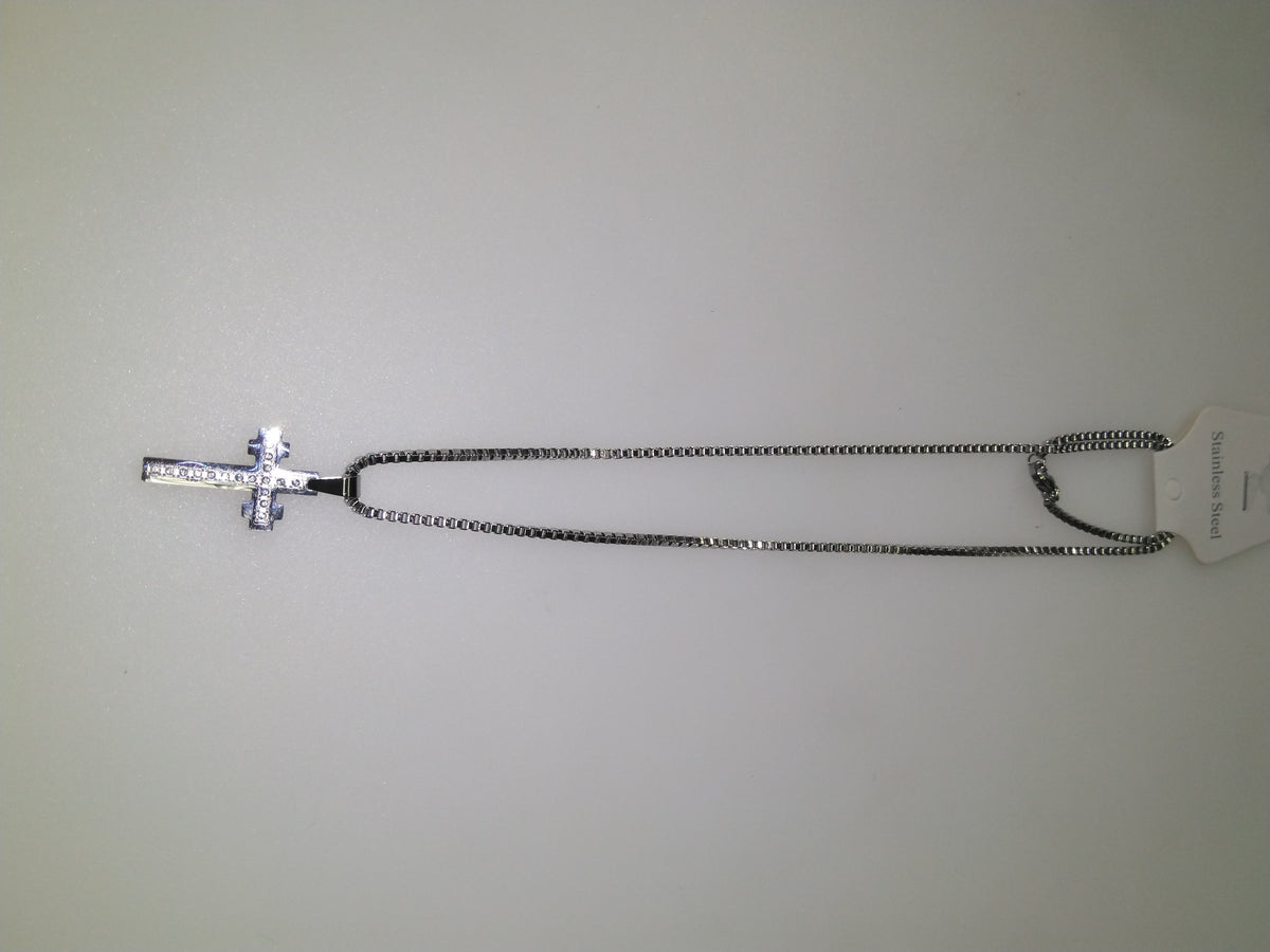 Gold Crystal Inlay Cross Necklace
