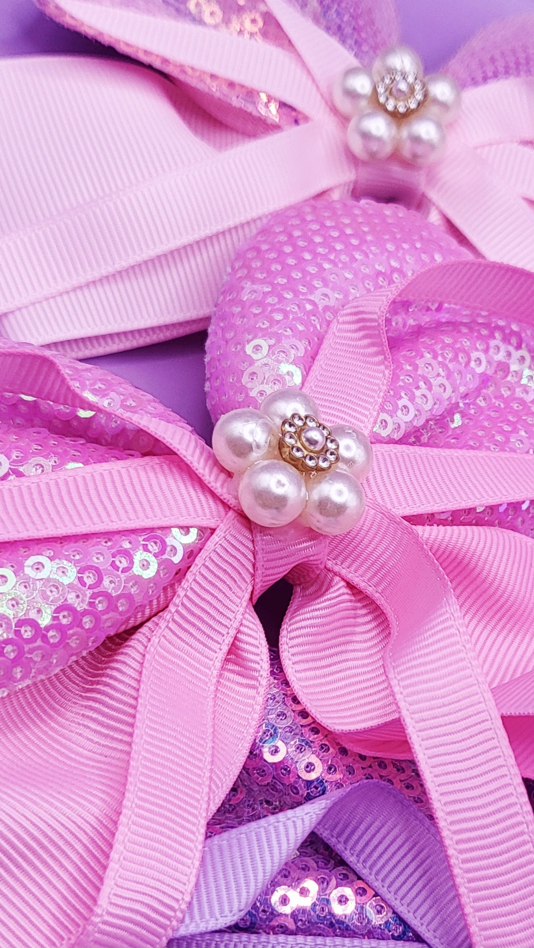 Pearl Sparkly Hair Bow Clip Slide Bows Pack of 12