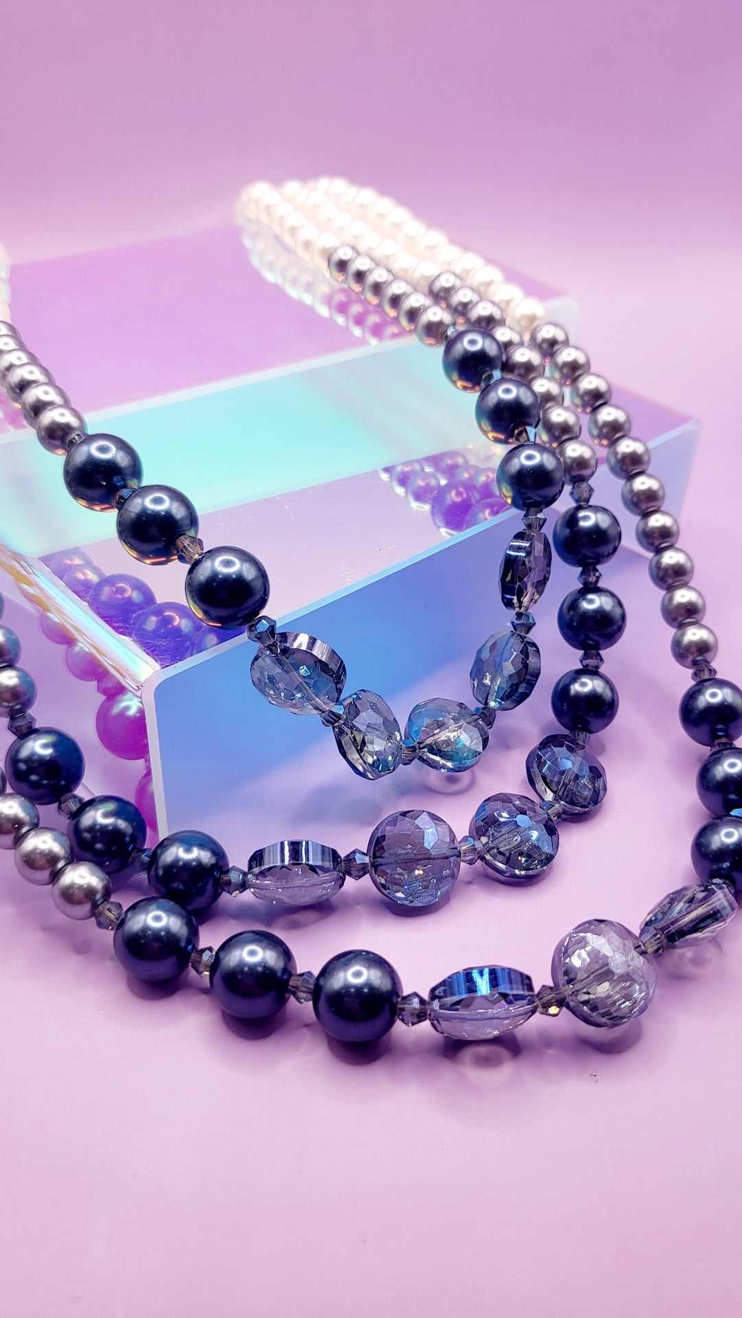 Shiny Pearl Multi Layer Necklace & Earrings