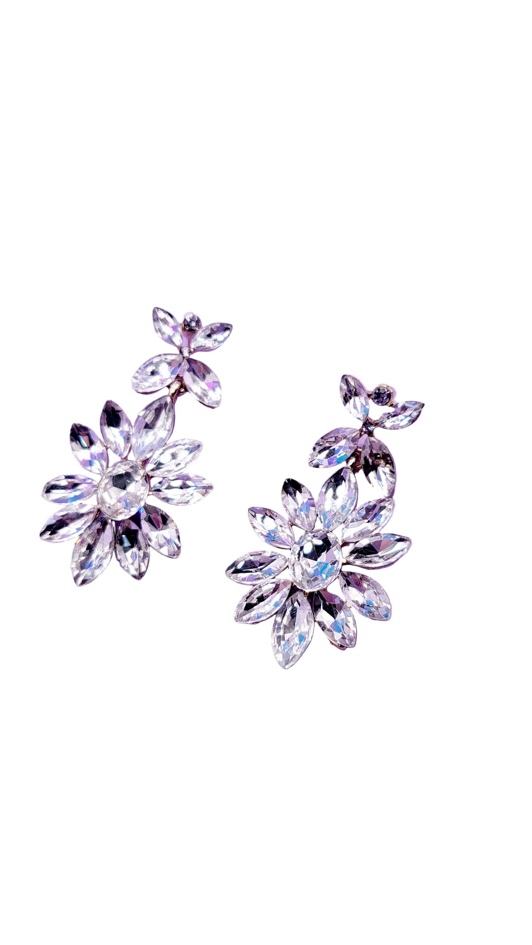 Black Flower Crystal Drop & Dangle Earrings