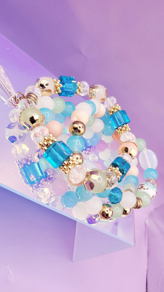 Flower Charm Ceramic Beaded Bracelet Set