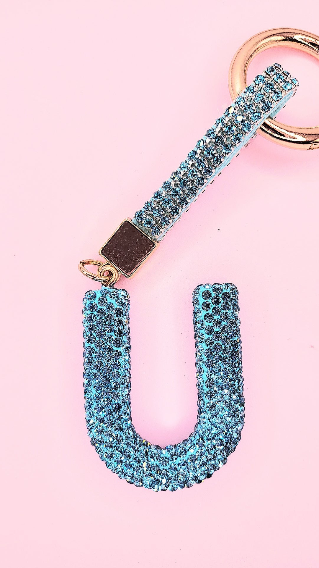 Initial Letter Blue Crystal Key Ring & Bag Charm