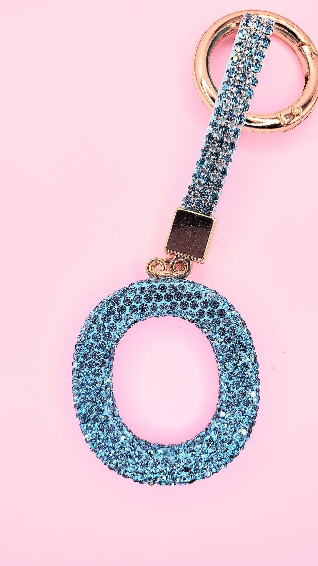 Initial Letter Blue Crystal Key Ring & Bag Charm