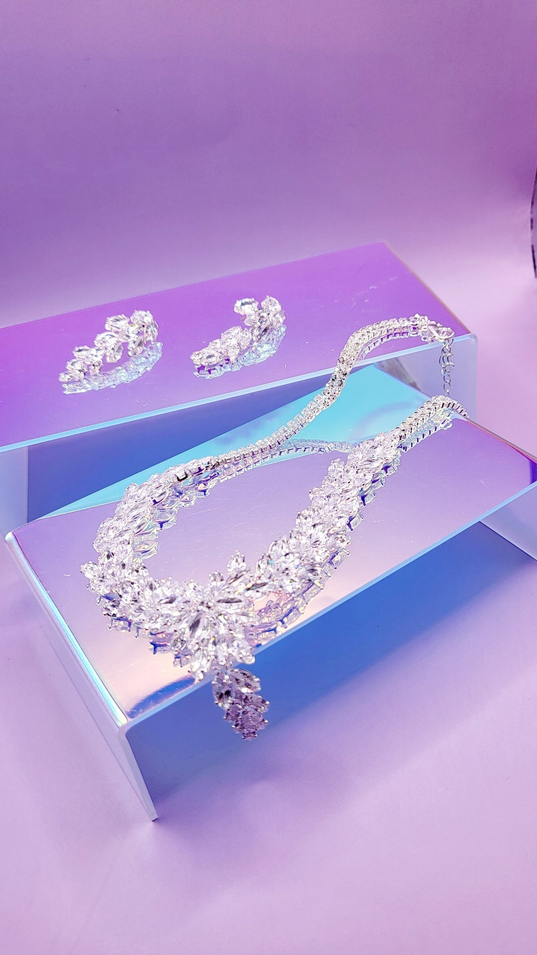 Luxe Ice Crystal Duo Necklace & Earrings