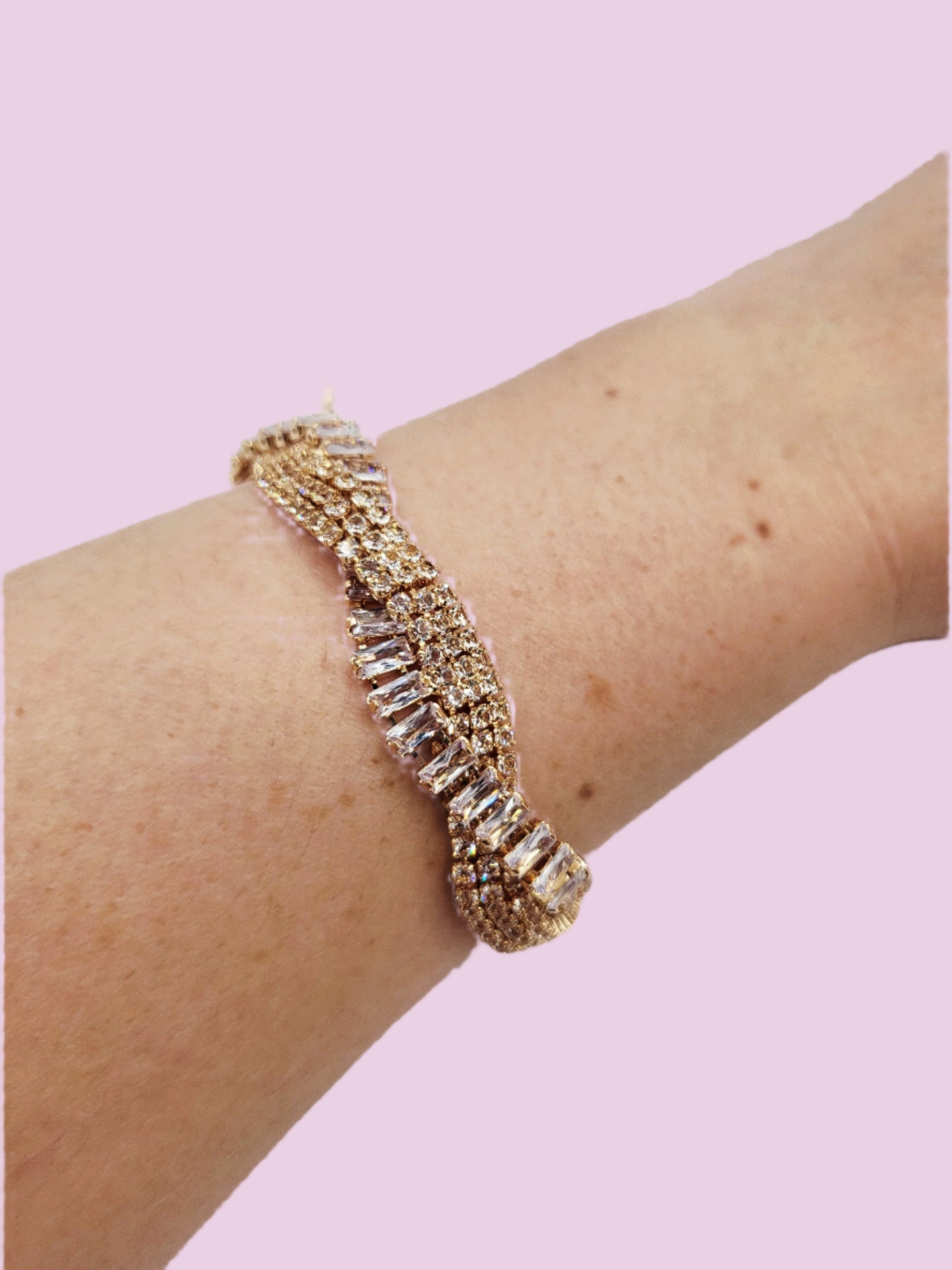 Twisted Baguette Cut Crystal Bracelet
