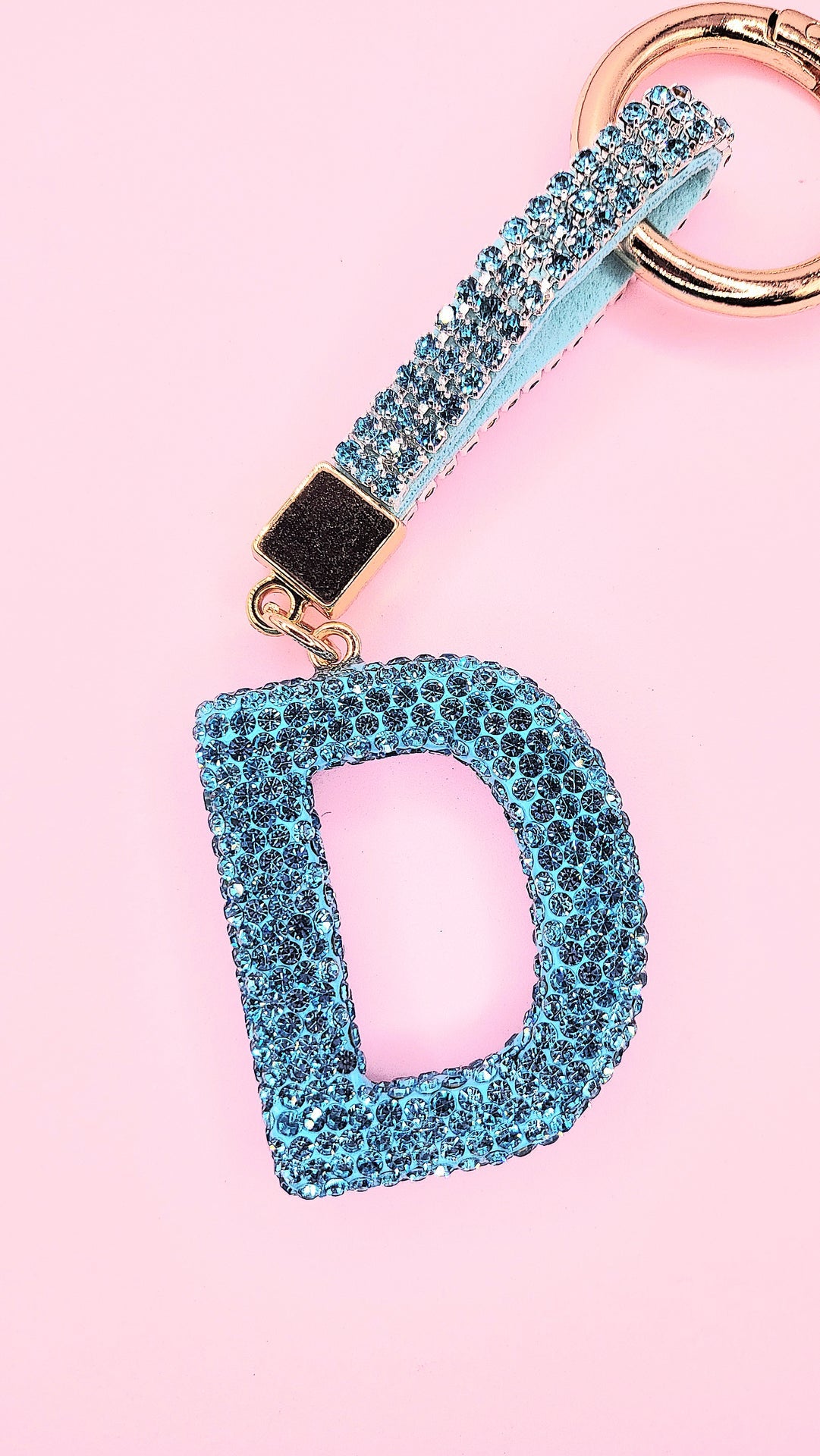 Initial Letter Blue Crystal Key Ring & Bag Charm