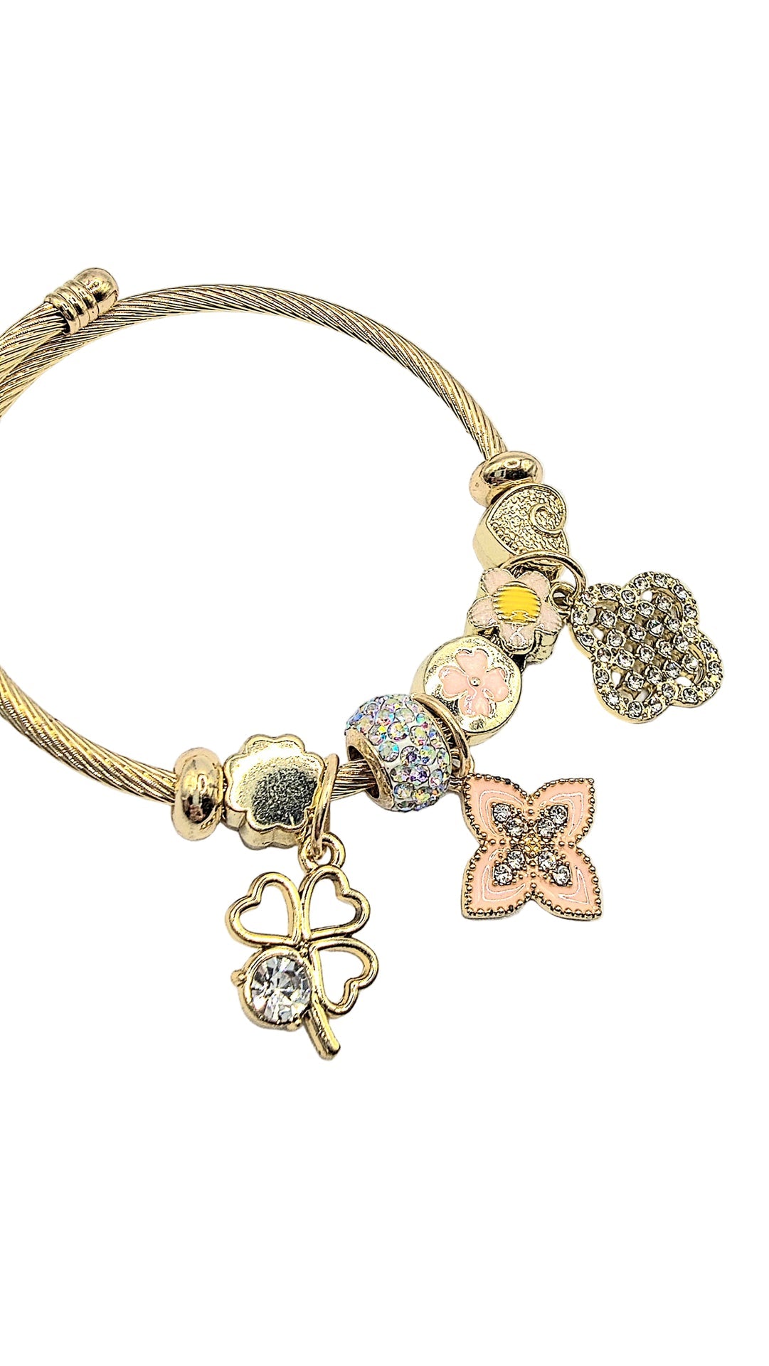 Clover Crystal Charm Beaded Bracelet