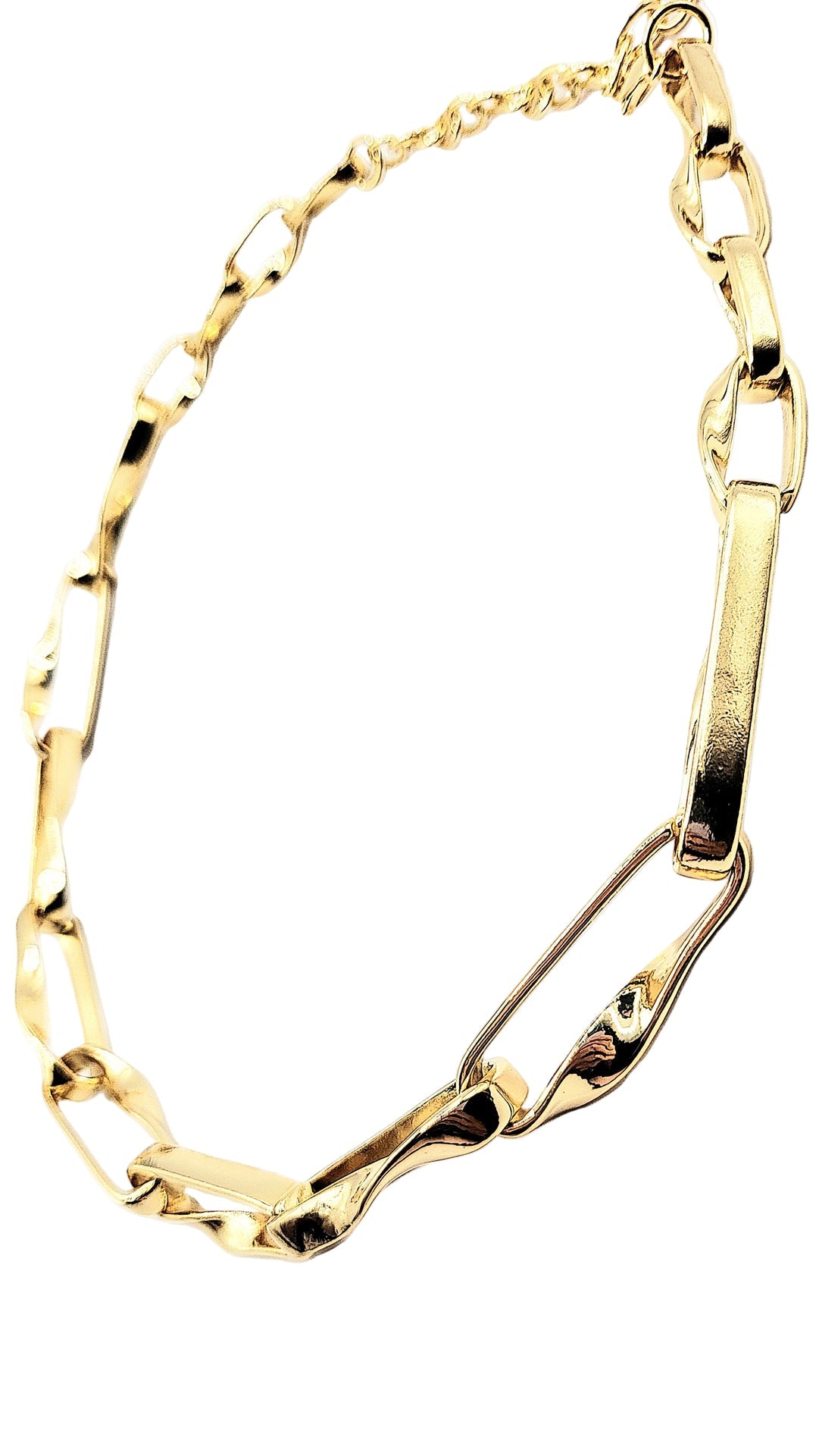 Gold chain bracelet on a white background