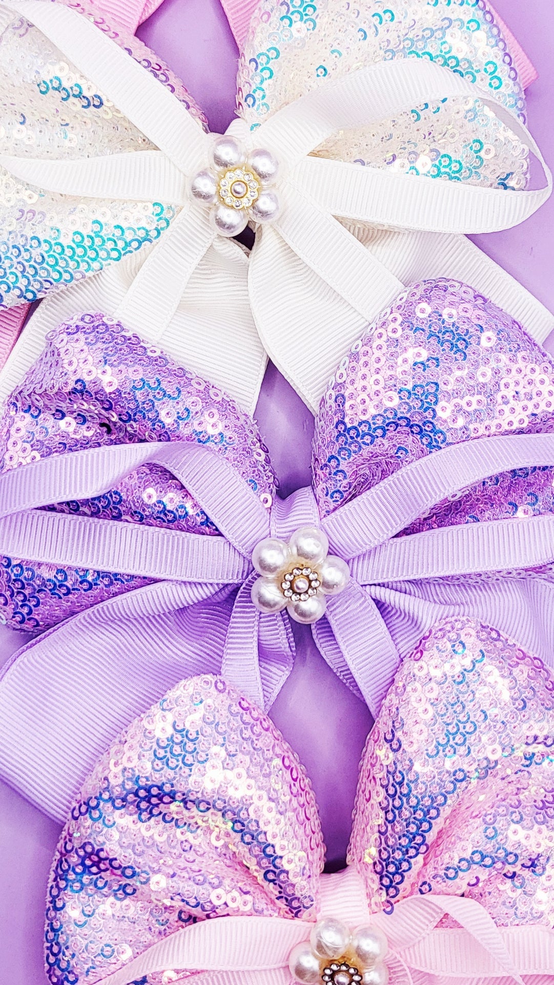 Pearl Sparkly Hair Bow Clip Slide Bows Pack of 12