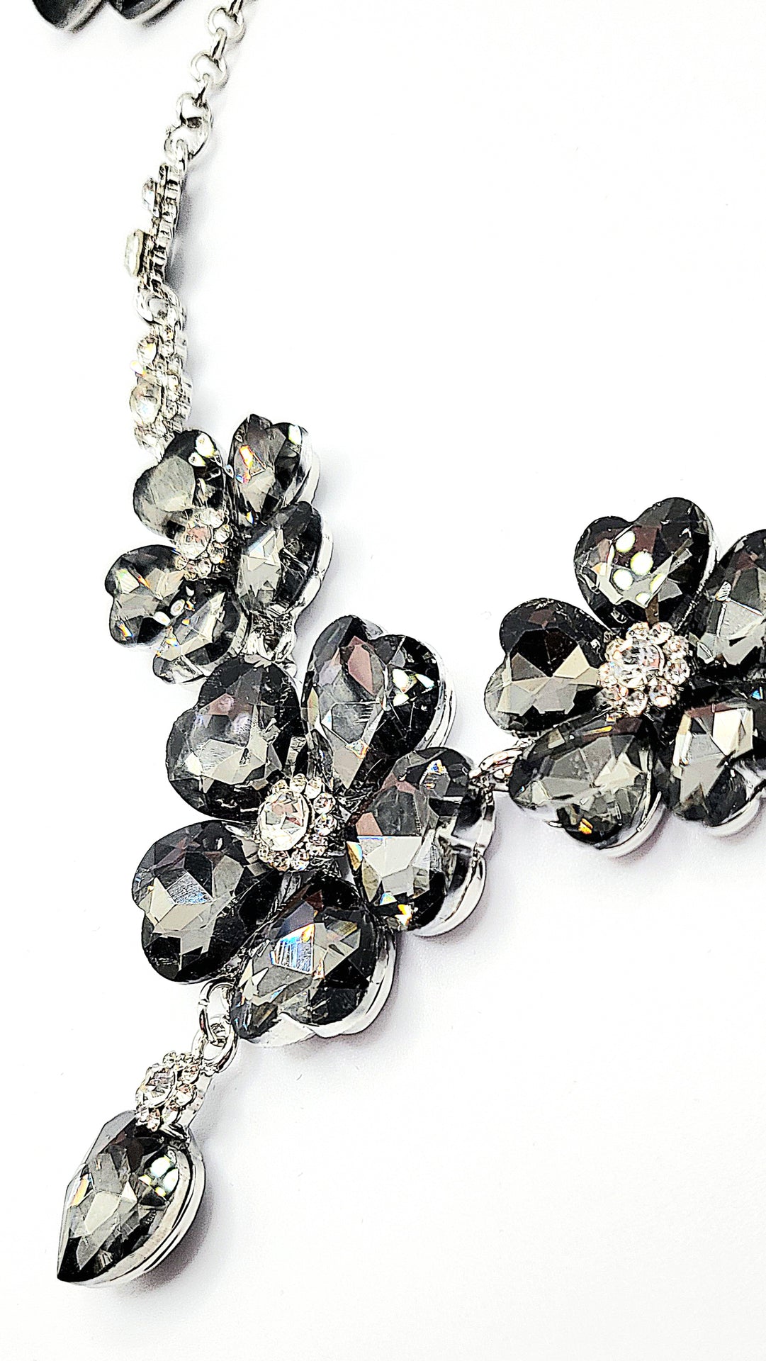 Flower Cluster Crystal Necklace & Earrings Set