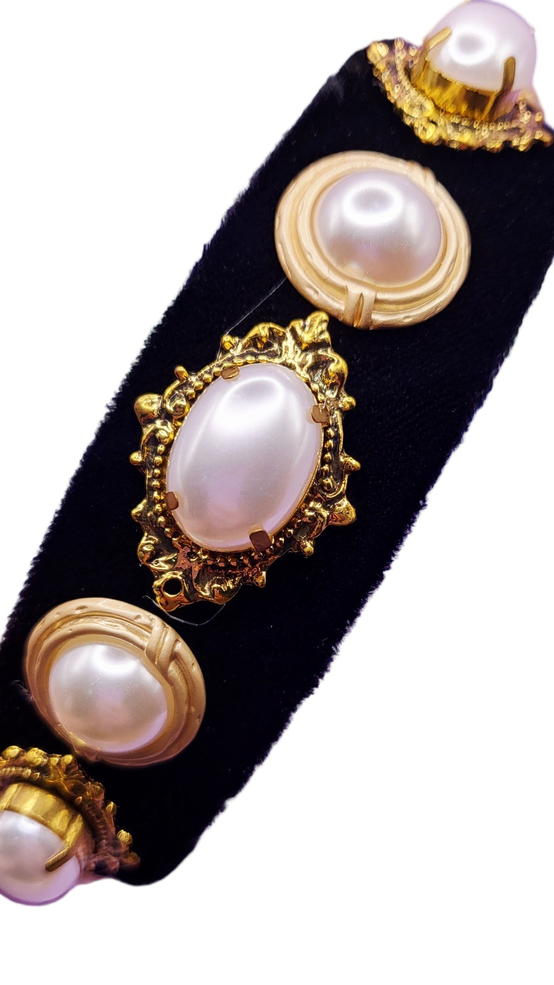Velvet Gold Pearl Hair band