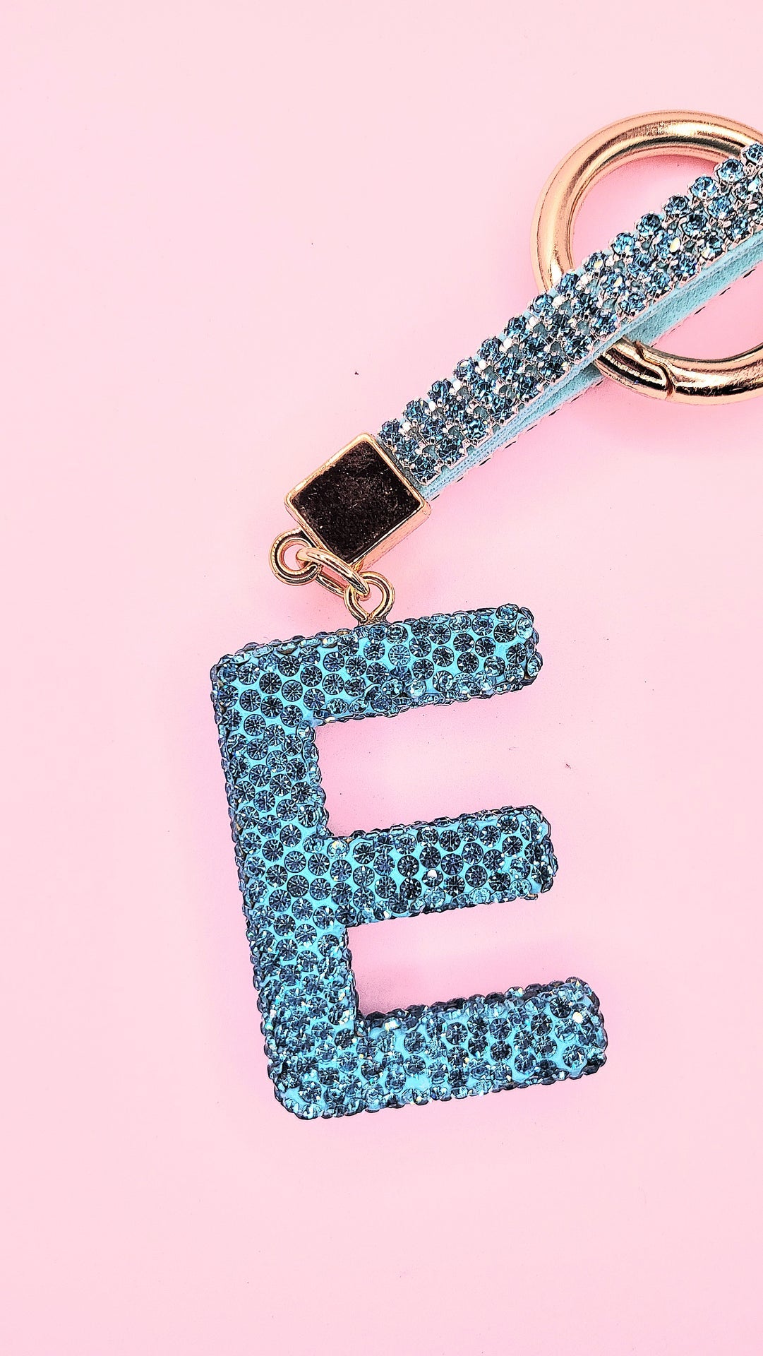 Initial Letter Blue Crystal Key Ring & Bag Charm