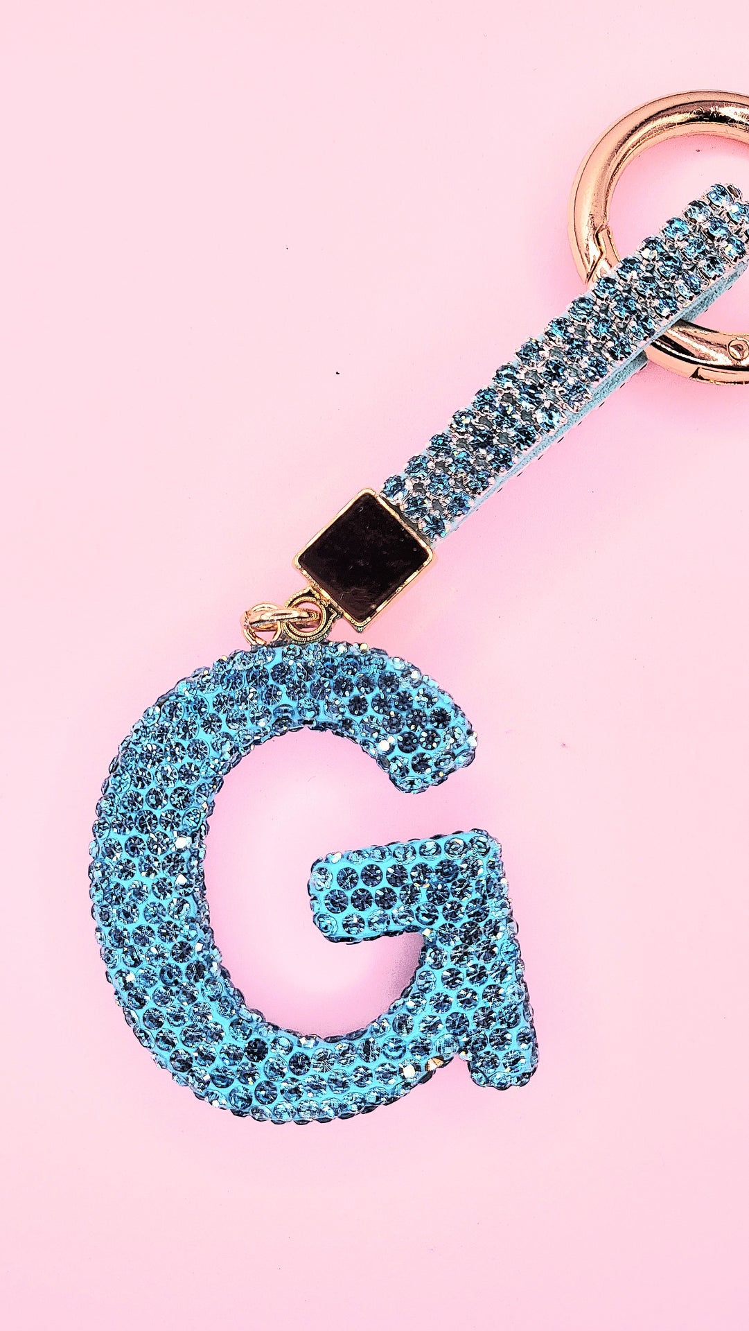 Initial Letter Blue Crystal Key Ring & Bag Charm