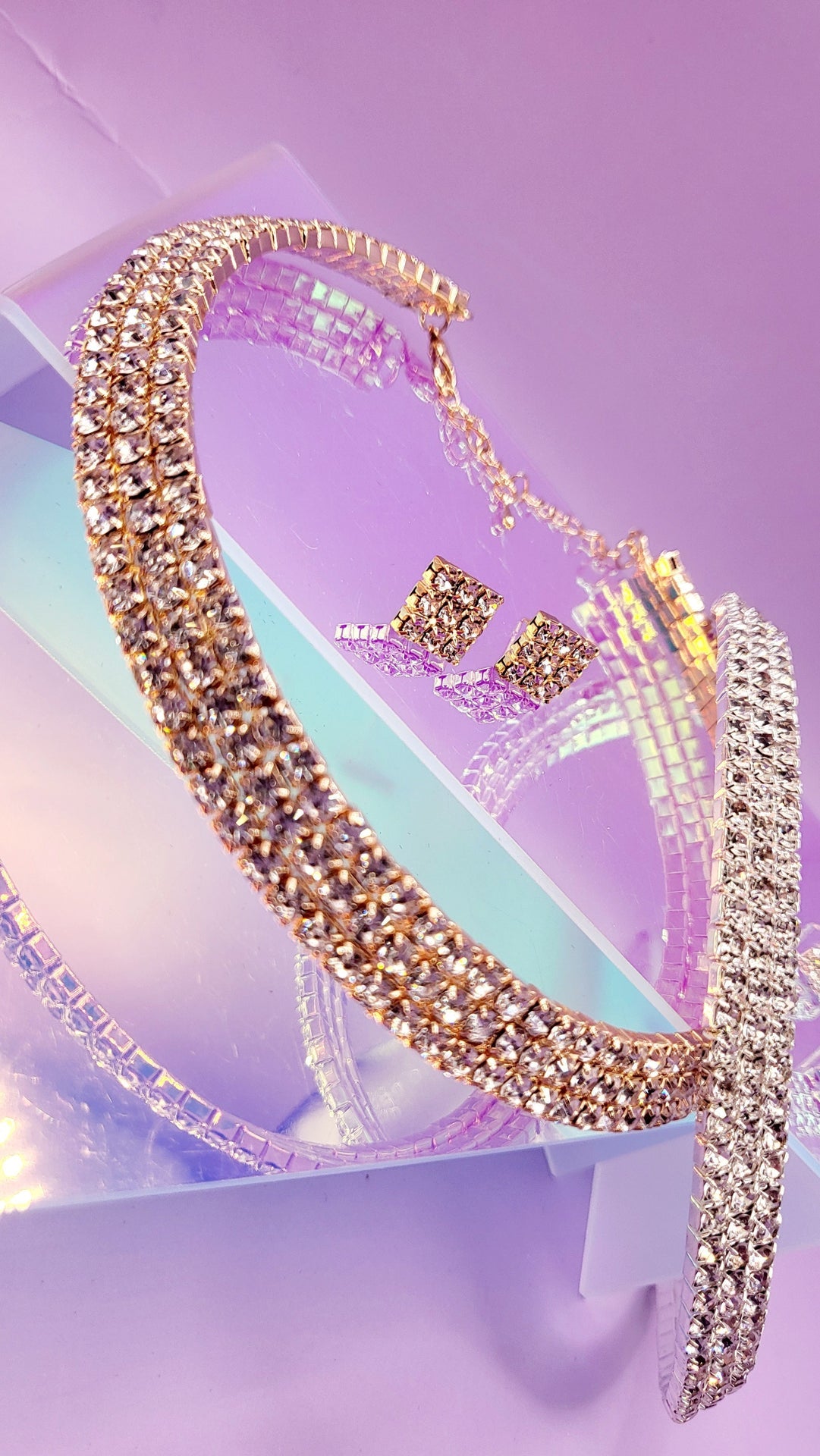 Queen Glam Crystal Duo Choker & Earrings - Premium Jewellery and Fashion Accessories - SASHA. | GB, England