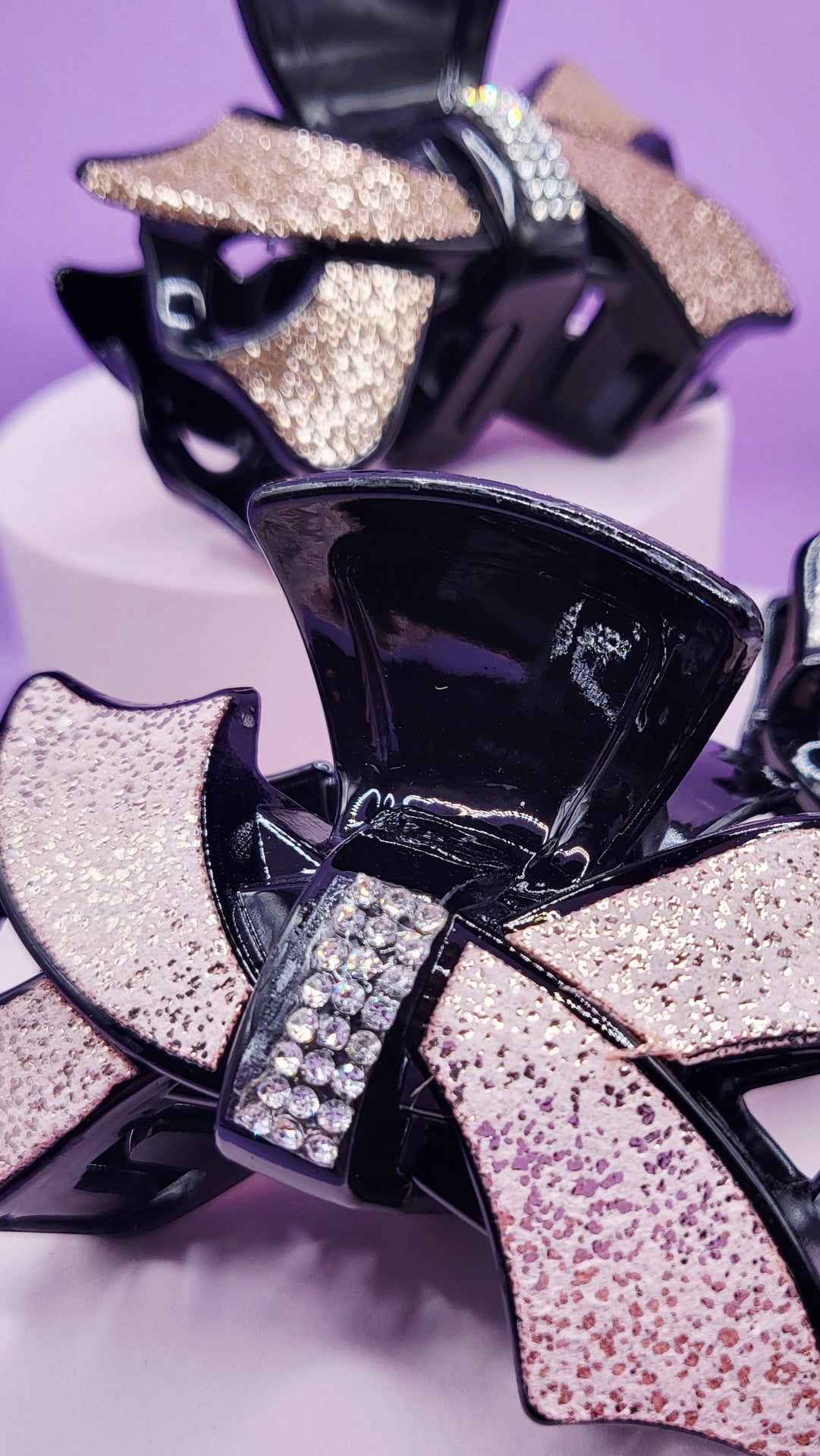 Crystal Bow Hair Clamps Pack of 12